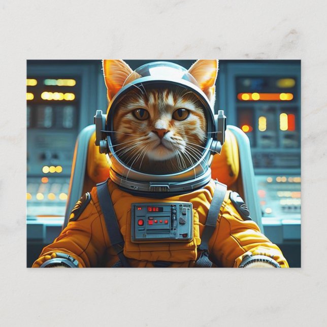 Astronautenkatze Postkarte (Vorderseite)
