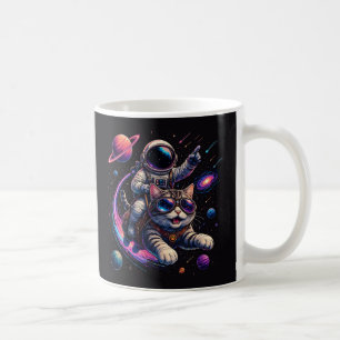 Astronautenkatze reist durch den Weltraum Kaffeetasse