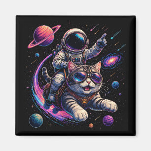 Astronautenkatze reist durch den Weltraum Magnet