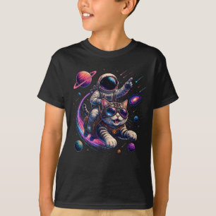 Astronautenkatze reist durch den Weltraum T-Shirt