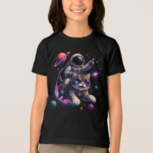 Astronautenkatze reist durch den Weltraum Tri-Blend Shirt
