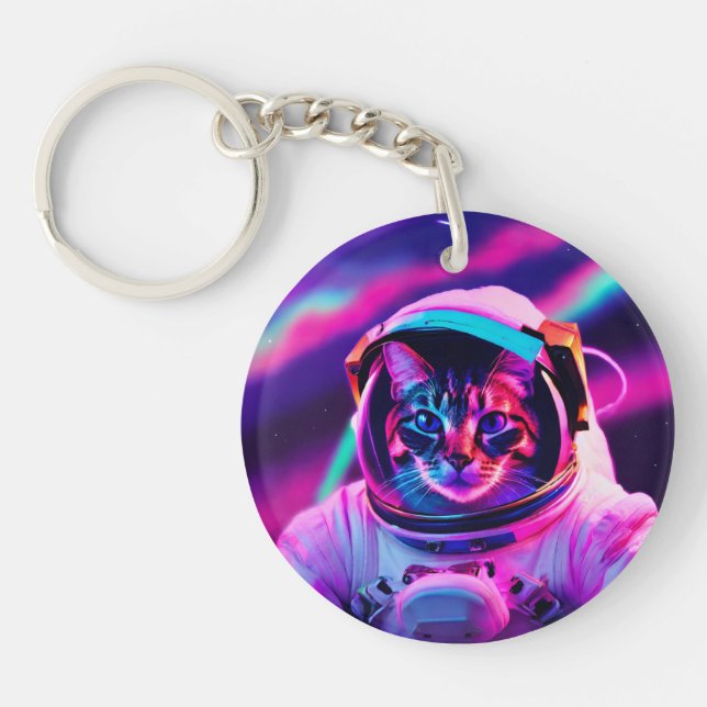 Astronautenkatze Schlüsselanhänger (Vorderseite)