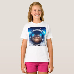 Astronautenkatze schwimmt über der Erde T-Shirt