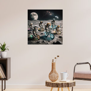 Astronautenkatzen und Hunde auf dem Mond Poster