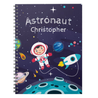 Astronautenkind auf dem Mond, mit Monogramm Name Notizblock
