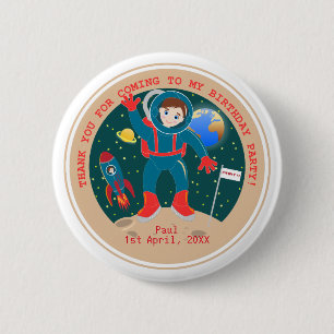 Astronautenkind auf der Mond-Geburtstagsparty Button