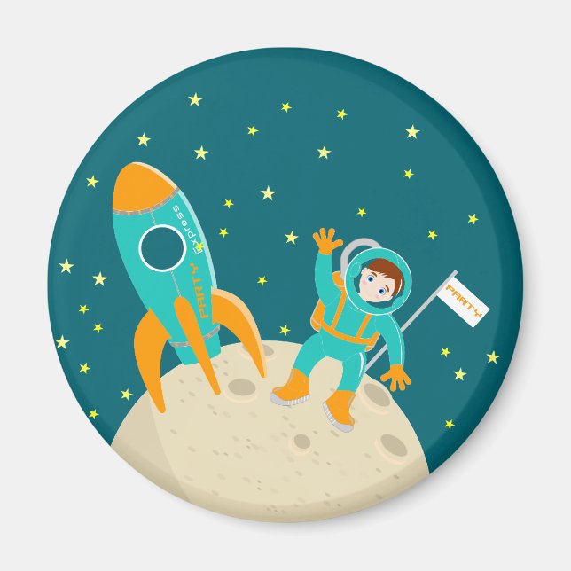 Astronautenkind auf der Mond-Geburtstagsparty Magnet (Vorne)
