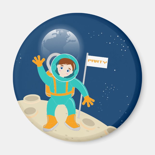 Astronautenkind auf der Mond-Geburtstagsparty Magnet (Vorne)