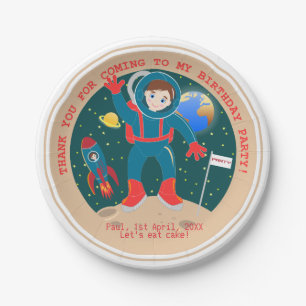 Astronautenkind auf der Mond-Geburtstagsparty Pappteller