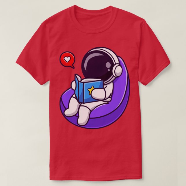 Astronautenlesbuch auf Beanbag-Cartoon T-Shirt (Design vorne)