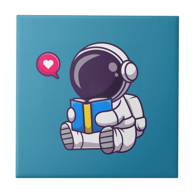 Astronautenlesbuch niedliche Kinder Fliese (Vorderseite)