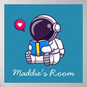 Astronautenlesebuch niedlichen Kinderzimmer Poster