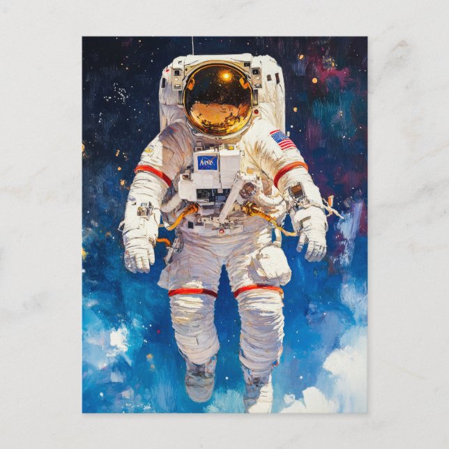 Astronautenmalerei Postkarte (Vorderseite)
