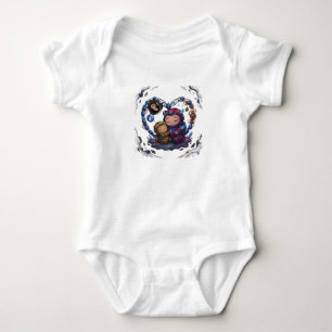 Astronautenmutter und -kind Weltraum Herz Baby Strampler