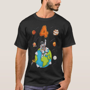 Astronautenplaneten Weltraum Vier vierjährige 4. G T-Shirt