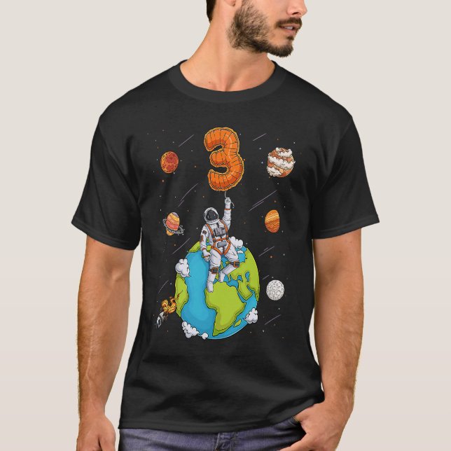 Astronautenplanets Weltraum Drei 3 Jahre alt 3. Ge T-Shirt (Vorderseite)
