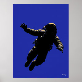 Astronautenposter - Schwarze Silhouette auf blau Poster