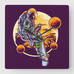 Astronautenquadratische Wall-Uhr Quadratische Wanduhr