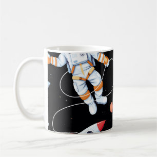 Astronautenrakete: Vintager Weltraum Nahtloses Mus Kaffeetasse