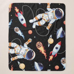 Astronautenrakete: Vintager Weltraum Nahtloses Mus Sherpadecke