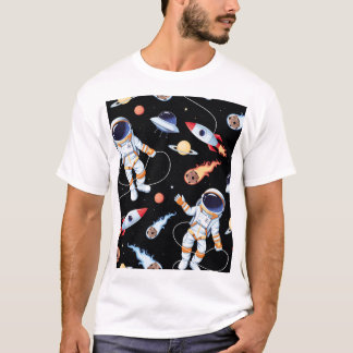 Astronautenrakete: Vintager Weltraum Nahtloses Mus T-Shirt