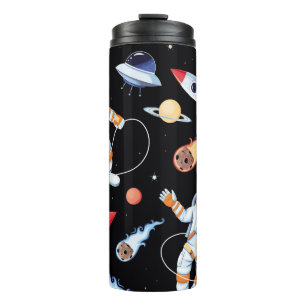 Astronautenrakete: Vintager Weltraum Nahtloses Mus Thermosbecher