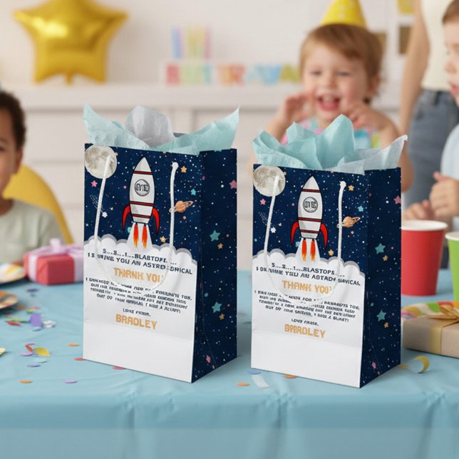 AstronautenraketenWeltraum 1. Geburtstag Kleine Geschenktüte (Von Creator hochgeladen)