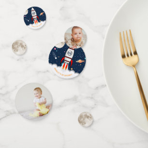 AstronautenraketenWeltraum 1. Geburtstag Konfetti