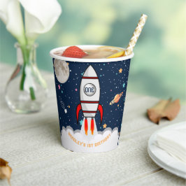 AstronautenraketenWeltraum 1. Geburtstag Pappbecher