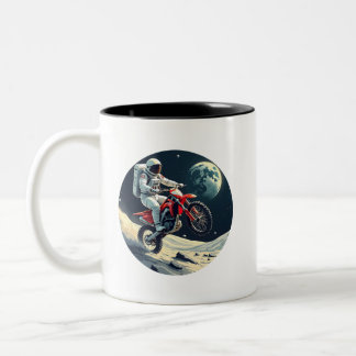 Astronautenreitmotocross auf dem Mond Zweifarbige Tasse