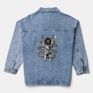 Astronautenripple XRP-Münze zum Mondkrypto-Token Jeansjacke