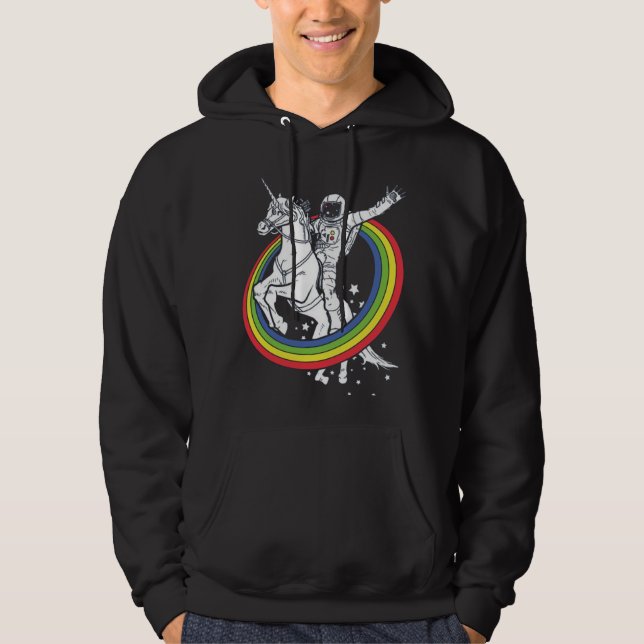 Astronautenschiff Einhorn, lustiger Weltraum Hoodie (Vorderseite)