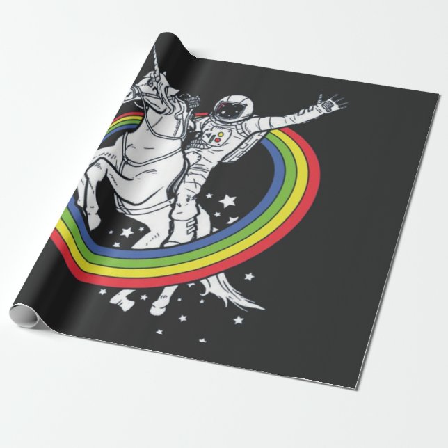 Astronautenschiff Unicorn Geschenkpapier (Ungerollt)