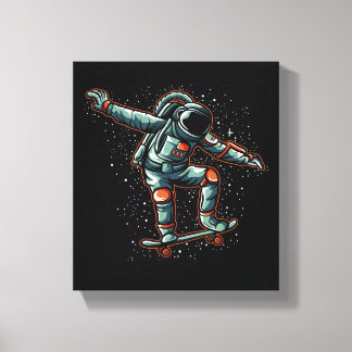Astronautenskateboarden in gesteppter Leinwand
