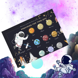 Astronautensolarsystem Kids Monogram Birthday Einladung