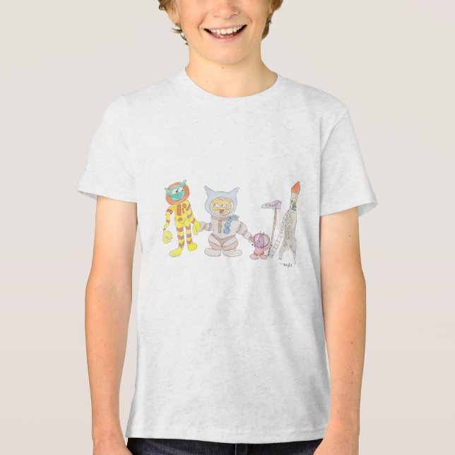 Astronautentiere Tri-Blend Shirt (Vorderseite)