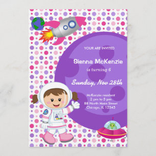Astronautin Birthday Thema Einladung
