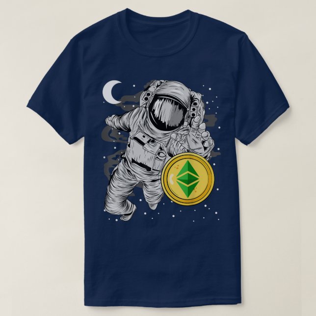 Astronautin erreicht ätherum Classic ETH-Münze bis T-Shirt (Design vorne)