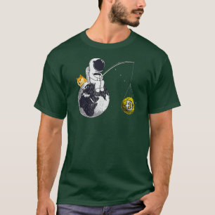 Astronautin Fischen Dogecoin Krypto Währung Moon H T-Shirt