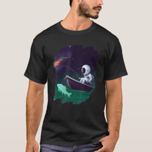 Astronautin Fischerboot Weltraum Cooler See T-Shirt