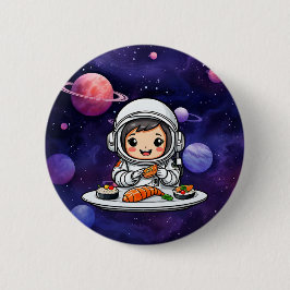 Astronautin frisst Sushi Button