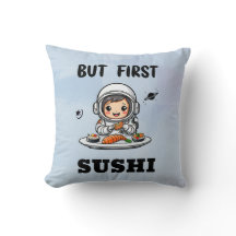 Astronautin frisst Sushi