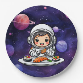Astronautin frisst Sushi Pappteller