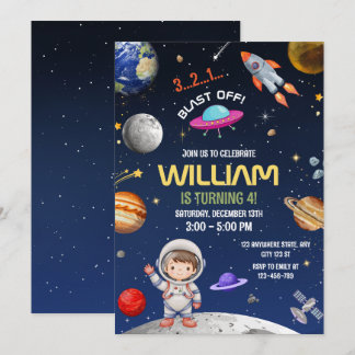 Astronautin Geburtstag ,Weltraumgalaxie explodiere Einladung