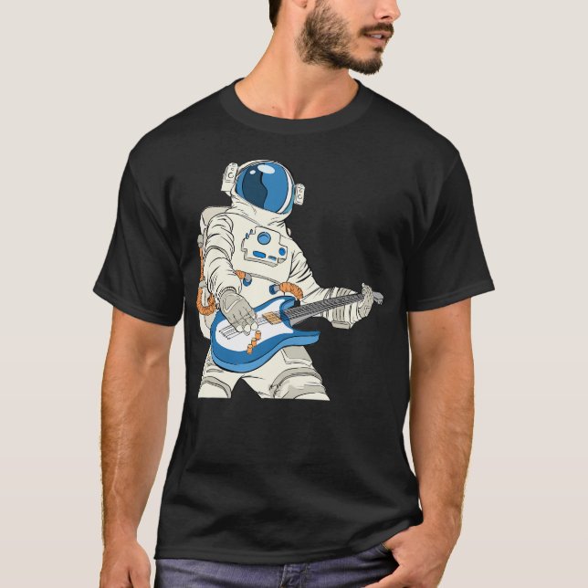 Astronautin Gitarre spielen T-Shirt (Vorderseite)