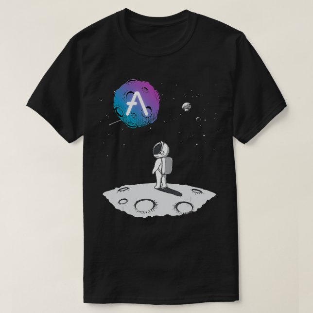 Astronautin hat Kryptowährungsmond im Universum T-Shirt (Design vorne)