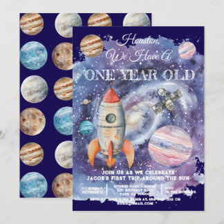 Astronautin im Weltraum Geburtstag im benutzerdefi Einladung