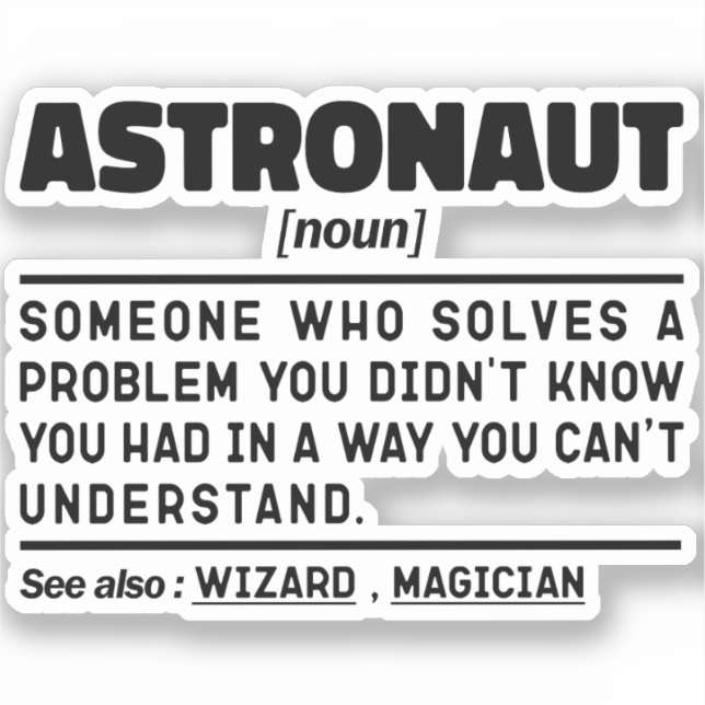 Astronautin Noun Definition Spaceflight Funny Spri Aufkleber (Vorderseite)