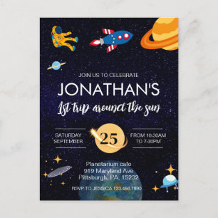 Astronautin Party zum 1. Geburtstag Postkarte