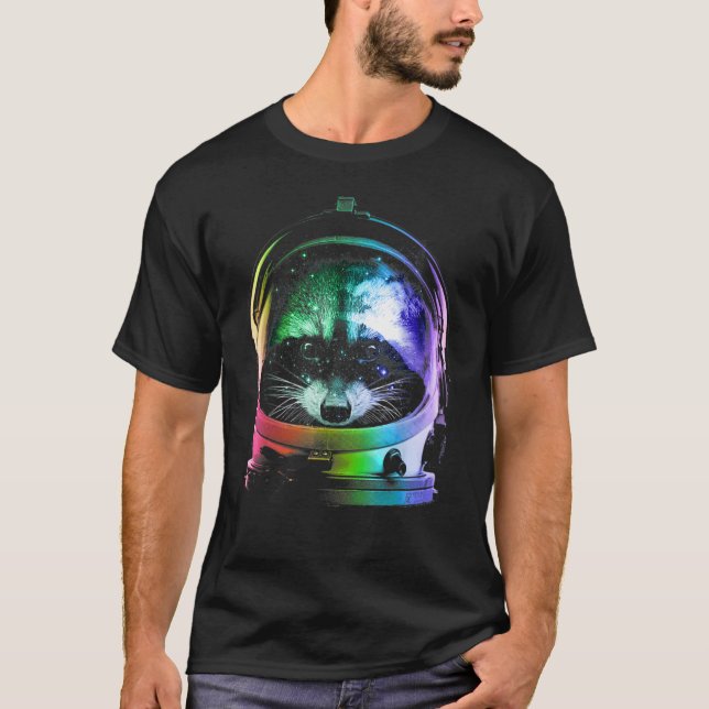 Astronautin Raccoon Weltraumkatze für Männer Fraue T-Shirt (Vorderseite)
